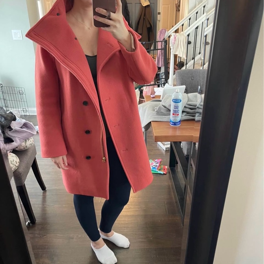 J. Crew Coral Double-Breasted Coat Wool